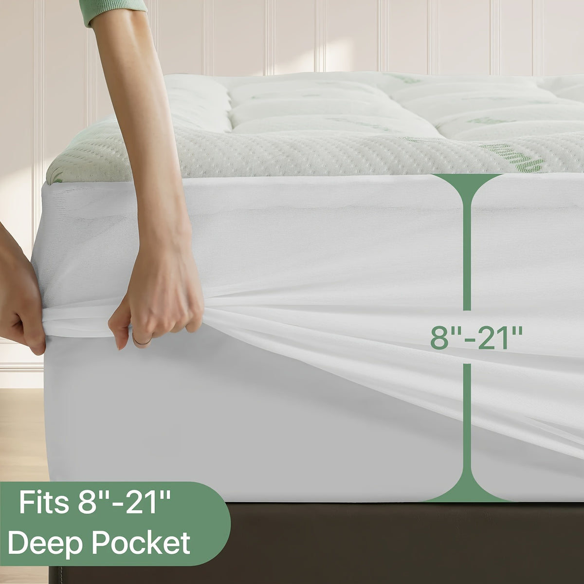 Cooling Mattress Topper, Mattress Pad Cover With 8-21 Inch Deep Pocket, Plush Pillow Top Mattress Topper Overfilled With Down Alternative