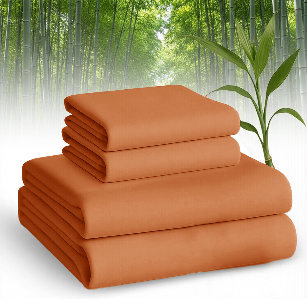 [Breathable Bamboo Sheets] 3/4pcs Breathable Bamboo Bed Sheets Fitted Sheet And Pillowcases Set Child Sheet And Pillowcase Sets, Queen Bamboo Twin Sheet Set, Cooling Queen Sheets Set
