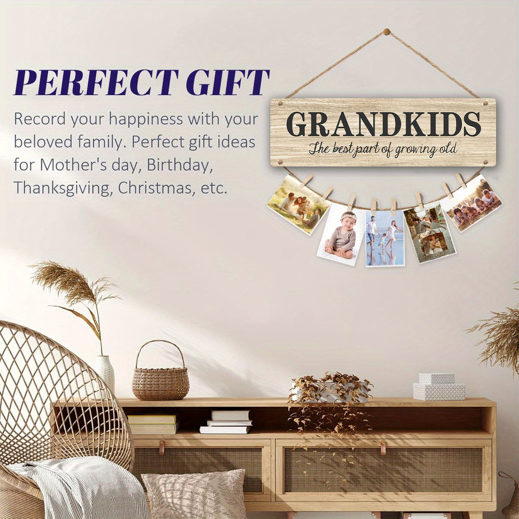 Grandkids Photo Holder for Grandparents, Side by Side or Miles Apart Family Picture Display Gift for Grandma and Grandpa on Birthdays and Christmas