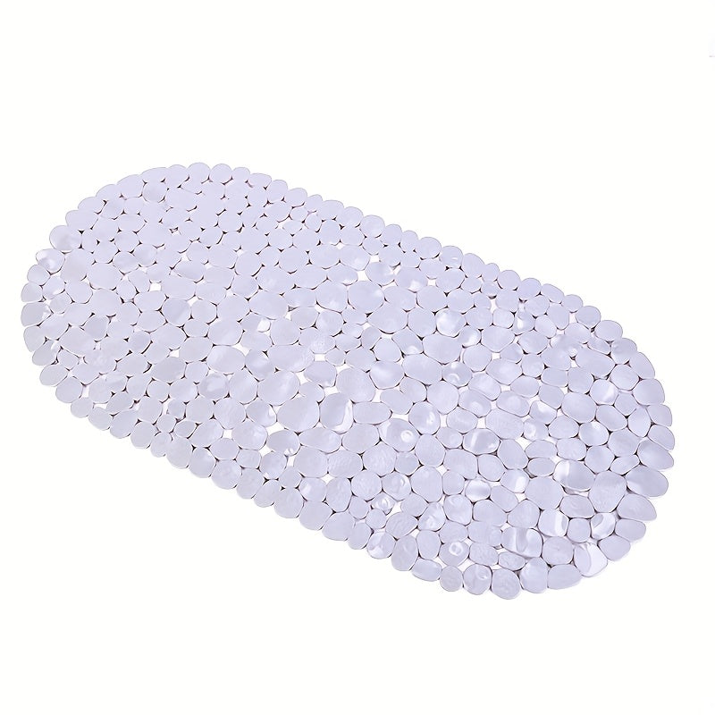 Bathtub Non-Slip Mat 13.8 X 26.8 Inches, Pebble Textured Strong Suction Cup Bath Mat, Double-Sided Anti-Slip Odorless Soft PVC Shower Mat, Small Tub Safety Anti-Fall Mat for Elderly Bathroom Renovation Labor Day Home Upgrade