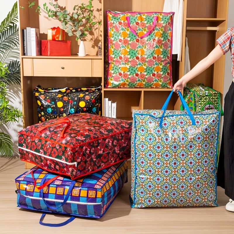 Six Color Options: Red/pink/blue/light Blue/green/black. Super Large, Durable Moving And Storage Bags - High Capacity, Reusable Zipper Storage Bags, Suitable for Clothes, Bedding - Ideal Choice for Home Moving, Closet Cleaning And Holiday Decoration.