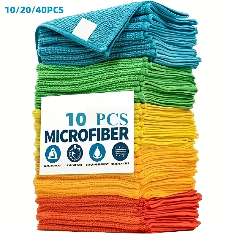 20pcs, Random Color Microfiber Cleaning Cloth, Dishwashing Cloth, Multifunctional Cleaning Towel, Household Rag, Kitchen Bathroom Cleaning Towel, Durable Absorbent Towel, Easily Remove Stains And Grease, Cleaning Supplies, Cleaning Gadgets