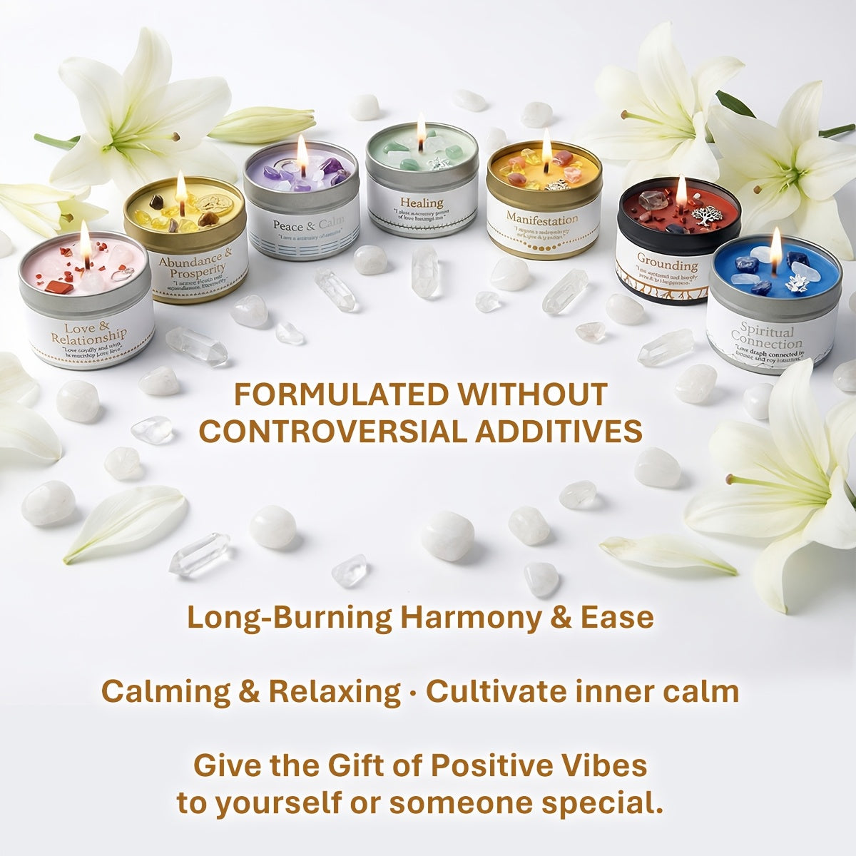 EVODUCK 2pcs/1pc Law Of Attraction Protection Manifestation Candle | Sage Each 3oz/total 6oz Scented Soy Wax Candle With Golden Crystal | For Focus, Meditation, Yoga & Reading | Christmas, New Year, Birthday Gift For Women