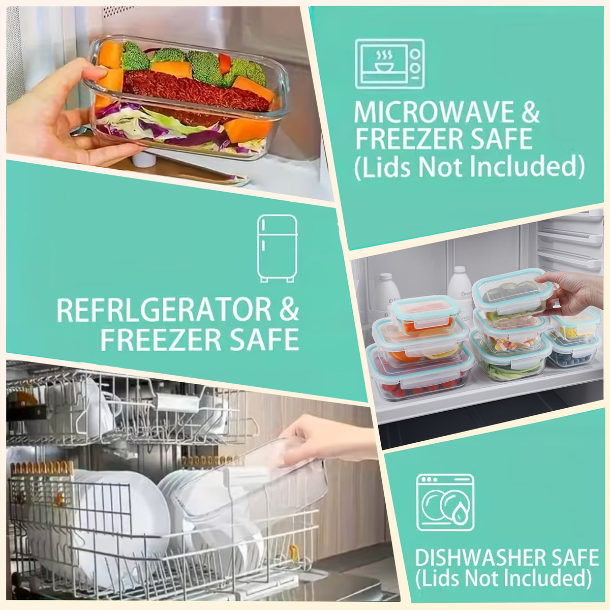 8pcs Glass Food Storage Containers, Ideal for Meal Prep And Kitchen Storage in The Pantry; Leak-Proof, Airtight Glass Lunch Boxes, Suitable for Refrigerators And Dishwashers, Perfect for Lunches at Work