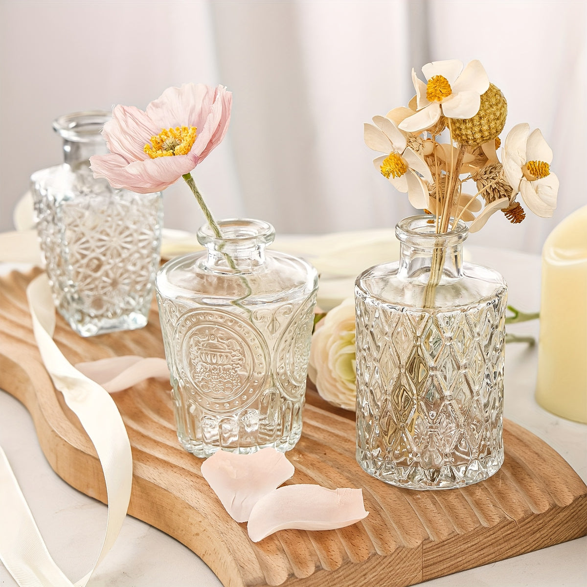 TOMNK 12/30/43/52/72Pcs Bud Vase, Party Centerpieces, Wedding Centerpieces for Tables, Mini Clear Bud Vases for Flowers, Small Flower Vases Suitable for Birthday Party, Anniversary, Wedding, Home Table Deco, Multiple Sizes
