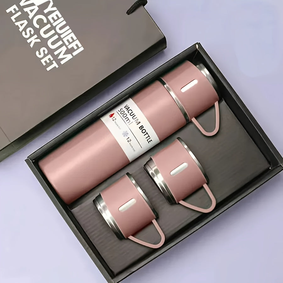 1 hot water bottle, metal vacuum cup, portable coffee cup and hot water bottle combination, suitable for RV and outdoor exploration, gift thermos, cup