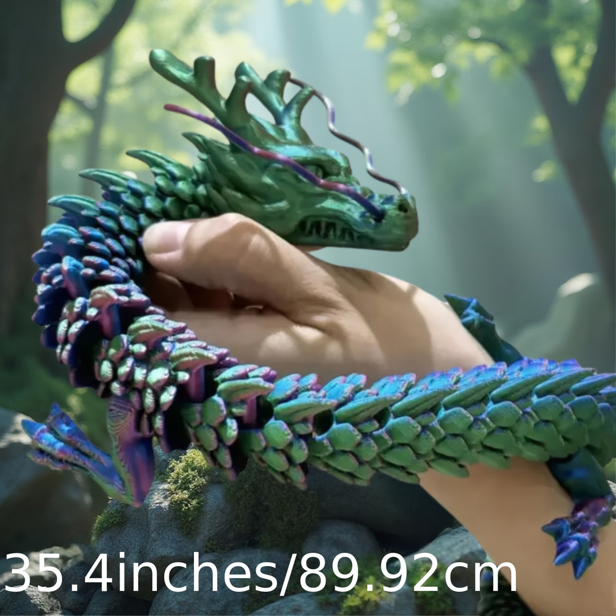 35.4" Giant Poseable 3D Printed Chinese Dragon Collectible Figurines Articulated Joints Fantasy Decor, Flexible Desk Sculpture for Home/ Office/ Car Decor Unique Mother's Day & Father's Day Gifts for Mom Dad, Perfect for Collectors from US Stock