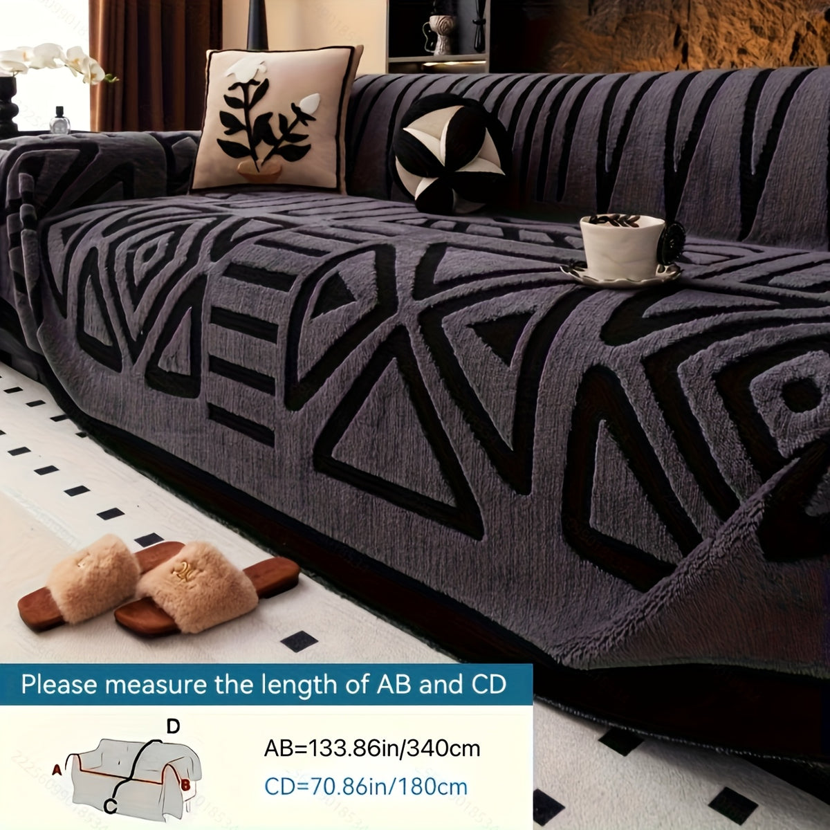1 New Bohemian Style Sofa Cover Retro Woven Cozy Throw Pet Friendly Slip Resistant Luxury Thick Velvet Couch Cover Machine Washable Soft Plush Decor for Armchair Loveseat 3 Seater 4 Seater Sectional Sofa