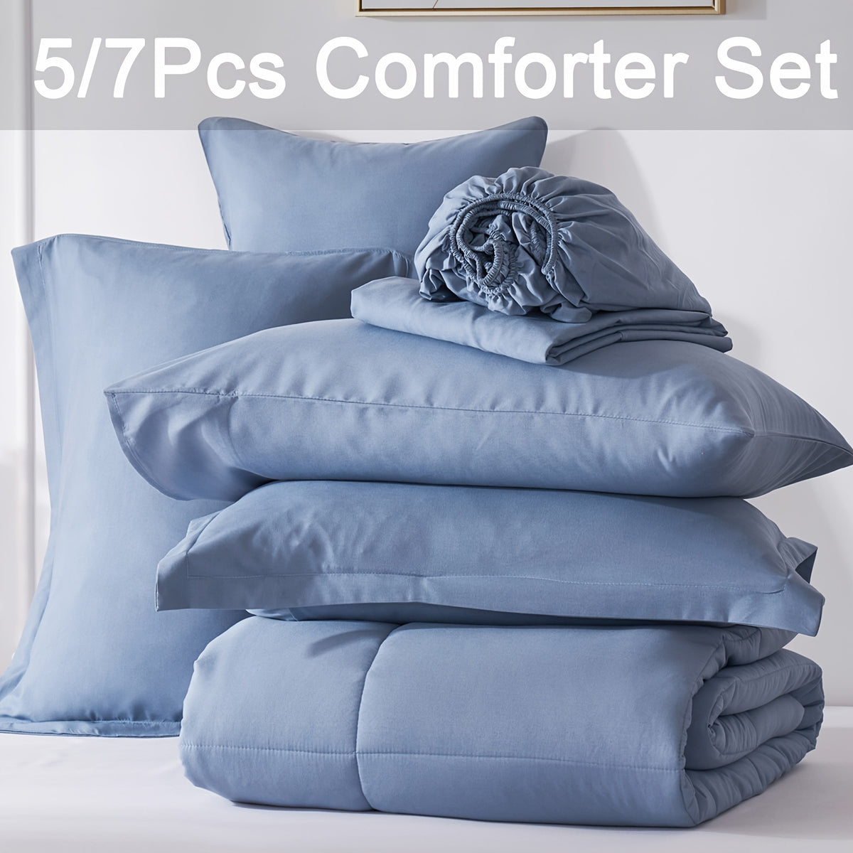 Quilted Bed in a Bag Comforter Set, 5 or 7 Piece Soft Fiber-Filled Bedding with Flat Sheet Fitted Sheet and Pillowcases for Twin Full Queen and King Beds