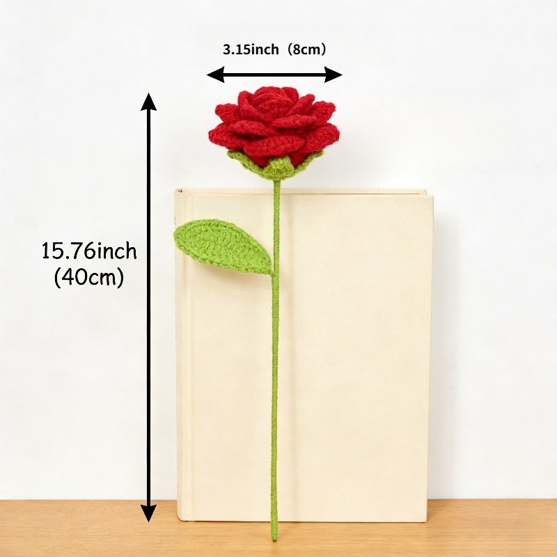 10pcs 10pcs Pack Realistic Crocheted Red Roses Bouquet - Ever-Blooming Artificial Flower Suitable for Valentine's Day, Mother's Day Gifts, Table Centerpiece Decor, Fabric Roses for Home Decoration, Wedding,, Year-Round Tabletop Arrangements