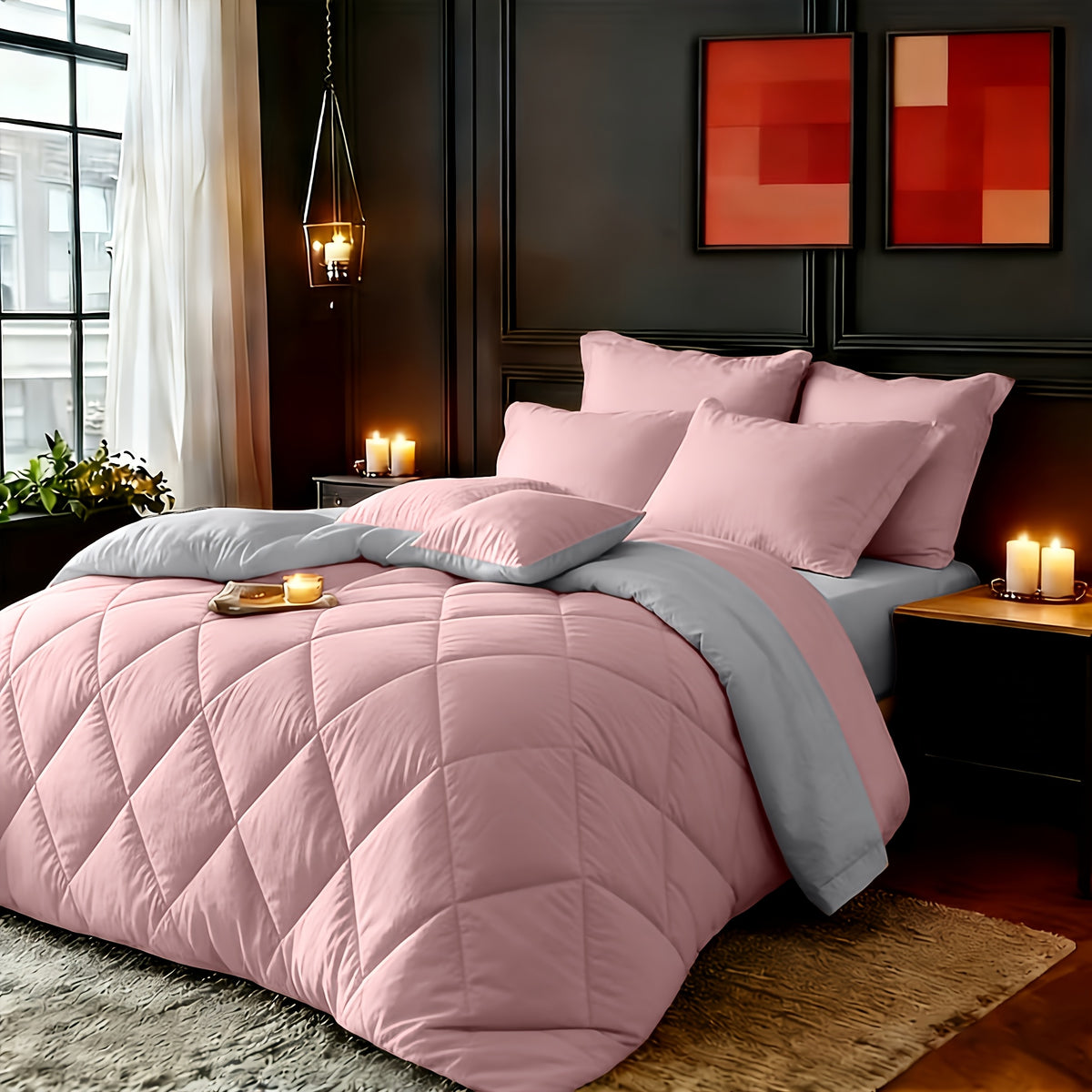 2/3pcs Red/Black Comforter Set Queen King Twin, All Season Comforter, 1Comforter, 1/2Pillowcases, Box Stitch Quilt, Hotel & School Quality Comforter, Home Bedding, Kids Room Decor, Halloween Christmas Holiday Gifts, Random Color