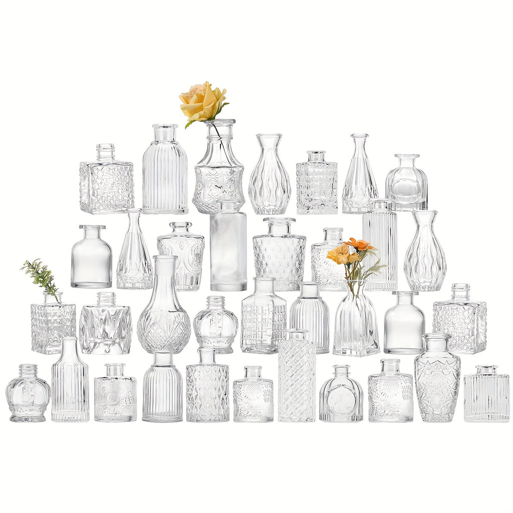 TOMNK 9/12/24/36/45/54pcs Bud Vase, Wedding Centerpieces for Tables, Mini Clear Bud Vases for Flowers, Small Flower Vases Suitable for Birthday Party, Anniversary, Wedding, Home Table Deco, Multiple Sizes, for Mother'S Day
