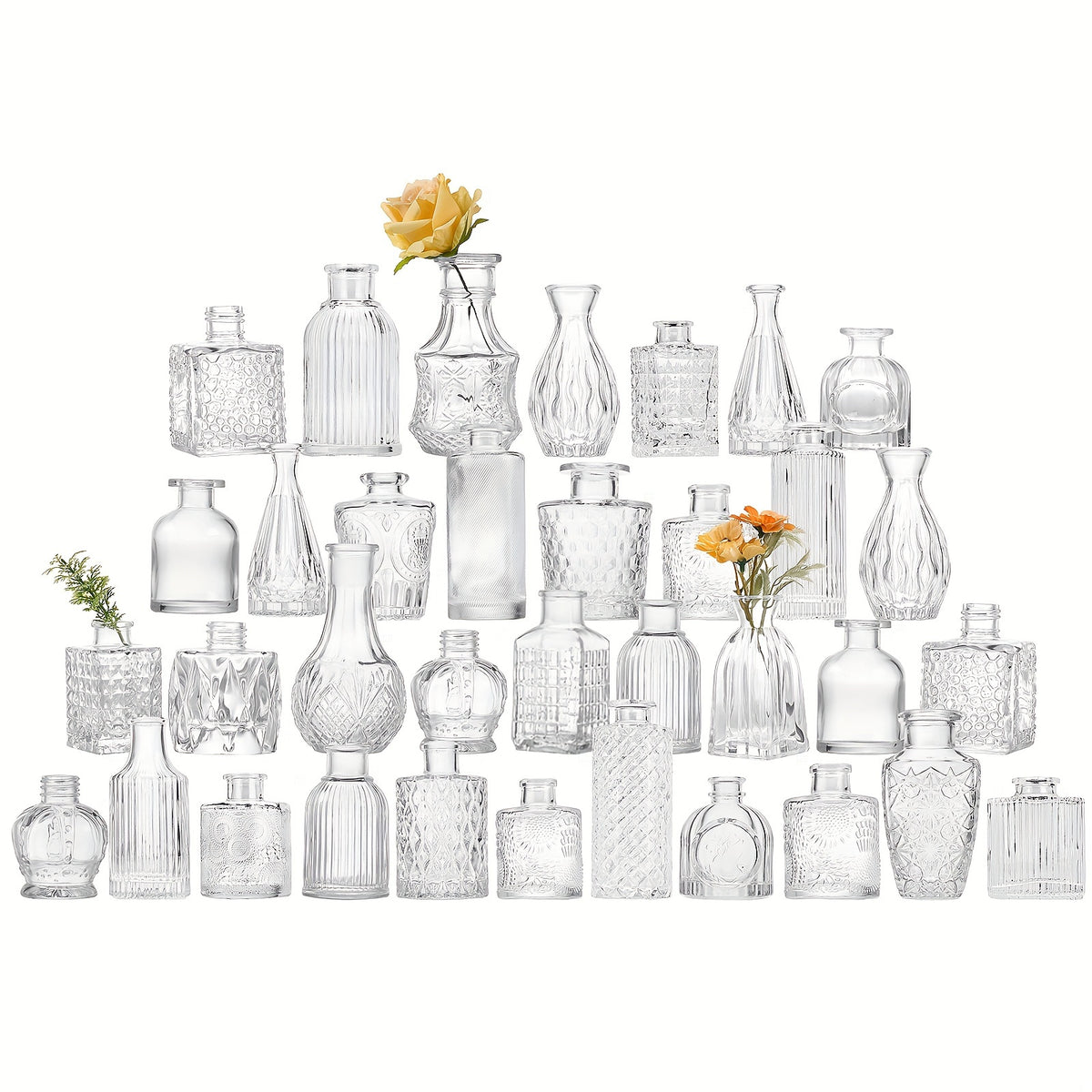 TOMNK 9/12/24/36/45/54pcs Bud Vase, Wedding Centerpieces for Tables, Mini Clear Bud Vases for Flowers, Small Flower Vases Suitable for Birthday Party, Anniversary, Wedding, Home Table Deco, Multiple Sizes, for Mother'S Day