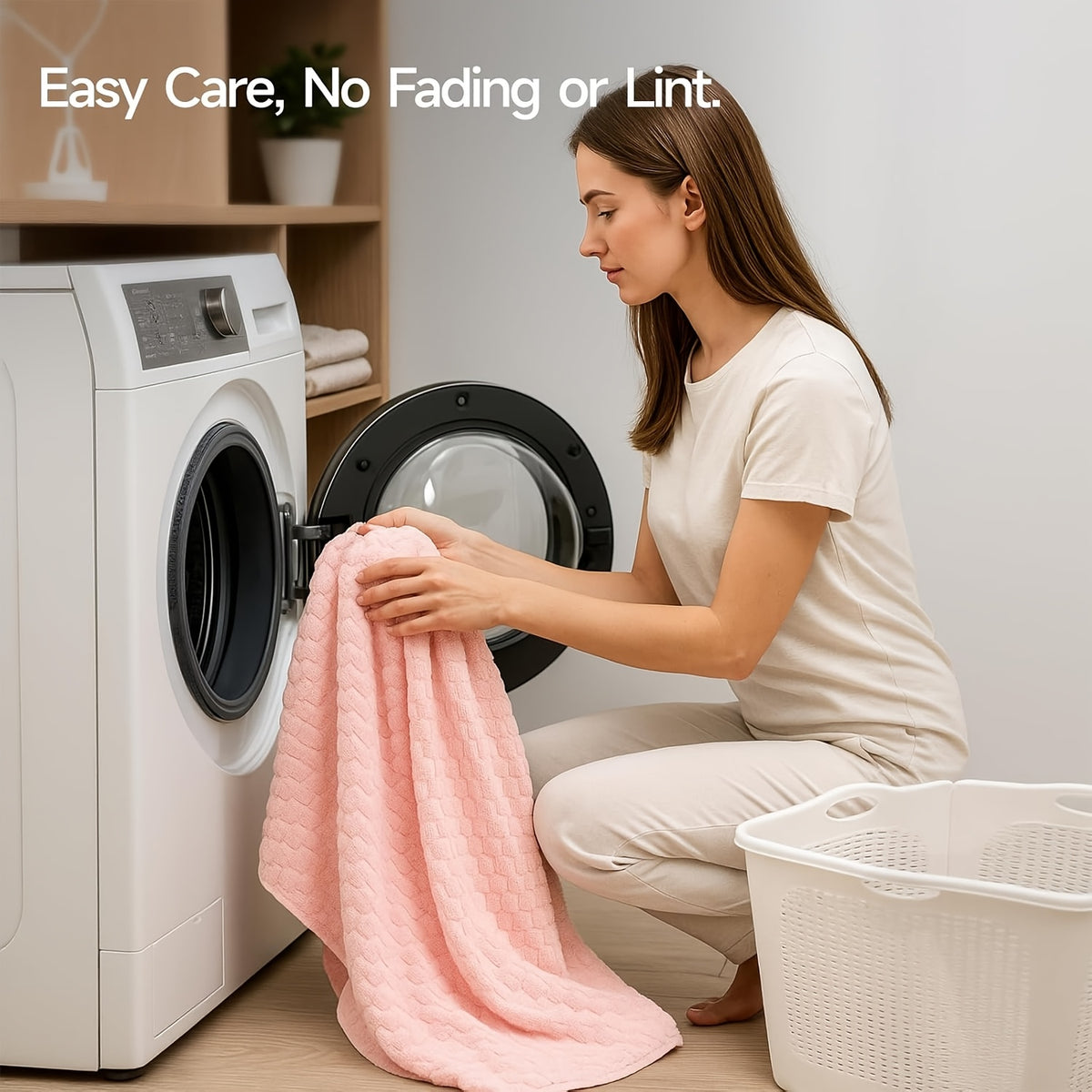 [5pcs Coral Fleece Towels] 5pcs Coral Fleece Bath Towel Set, 4 Soft Absorbent Bath Towels 27" X 55" with Hair Drying Cap, Quick Dry Plush Towels with Hanging Loop for Bathroom, Shower, Home
