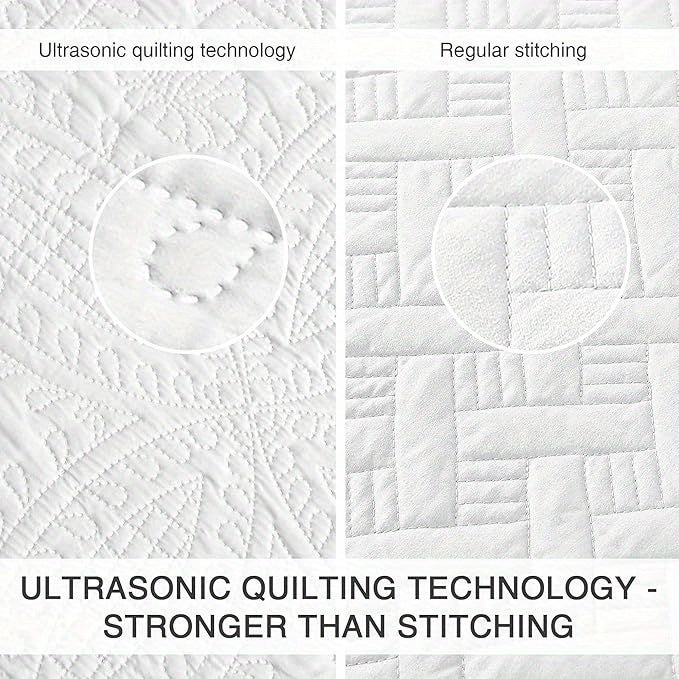 Quilt Set Bedspreads - Soft Bed Winter Quilt Lightweight Microfiber Bedspread- Modern Style Coin Pattern Coverlet for All Season - Keep Warm 3pcs (1 Quilt, 2 Pillow Shams)