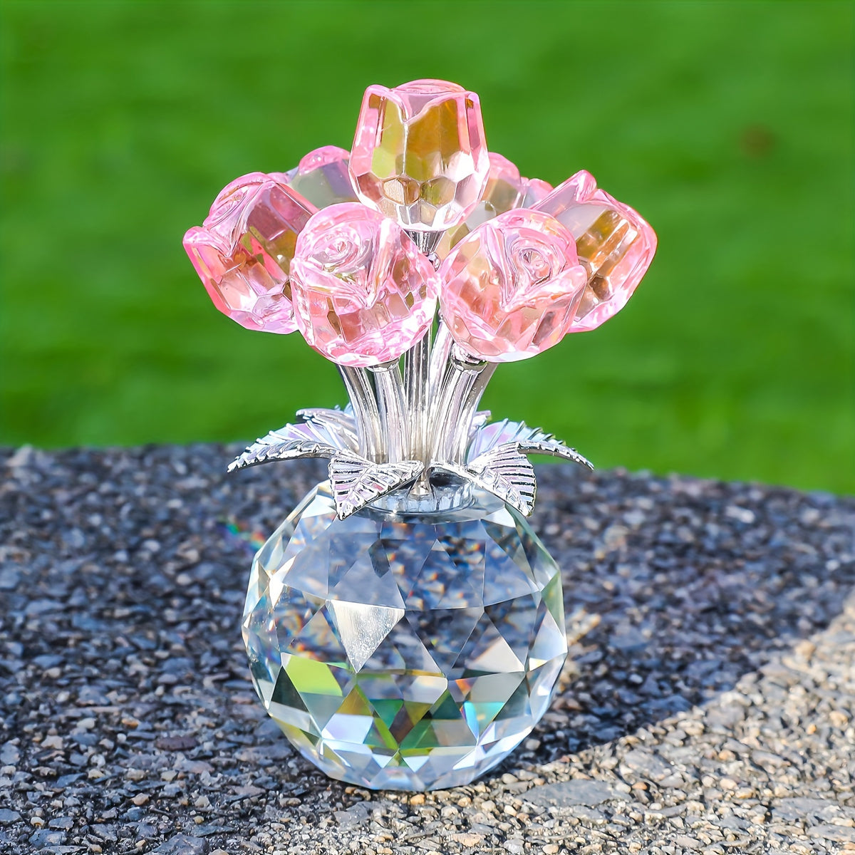 Crystal Rose Bouquet, Artificial Flower Decoration Gift, Colorful Rose Arrangement for Valentine's Day, Mother's Day, Anniversary And Home Decor