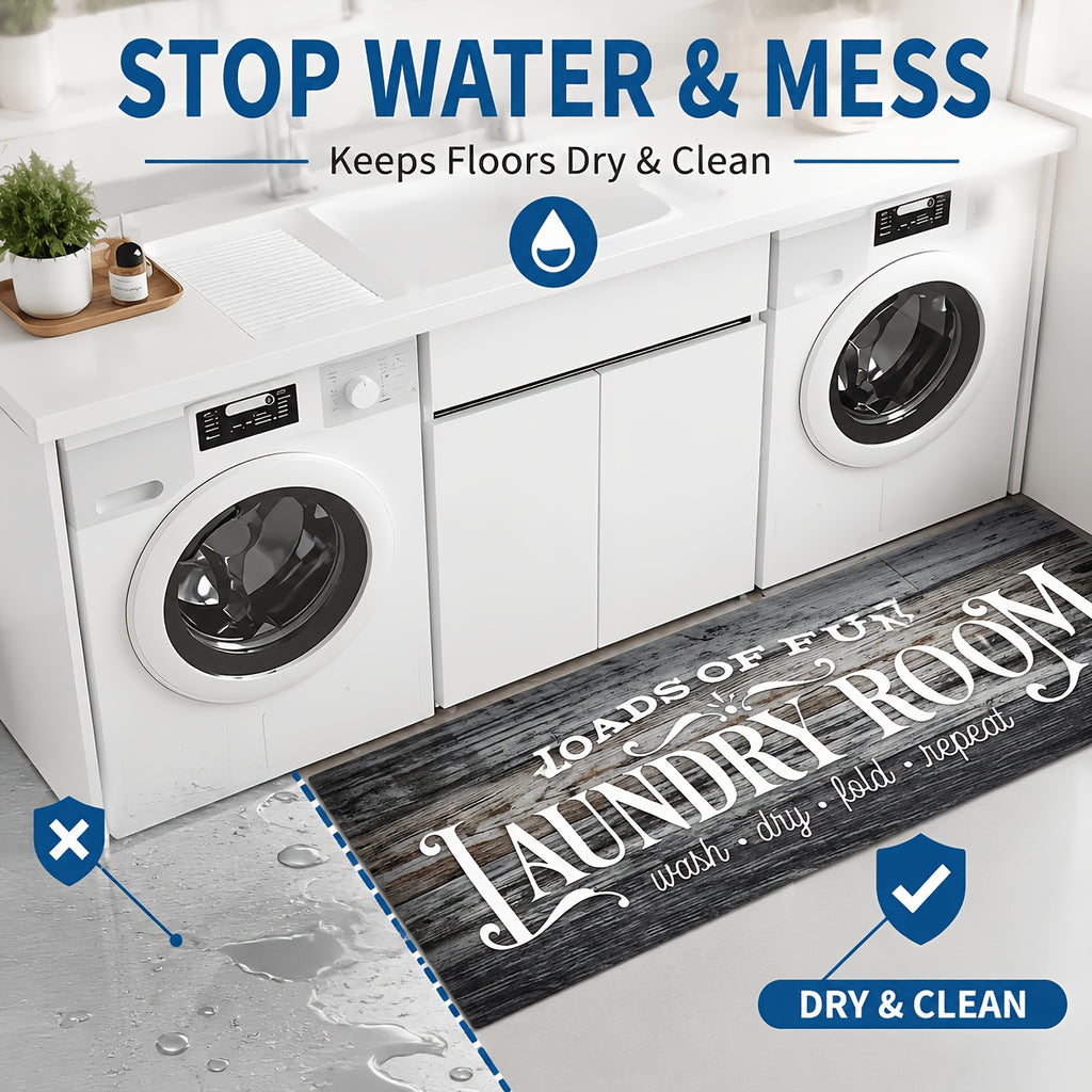 Non-slip Washable Laundry Room Runner Mat,Home Decor Floor Mat,Laundry Mat Home Decor,Laundry Room Accessories-Machine Washable Mat with Laundry-Themed Phrases