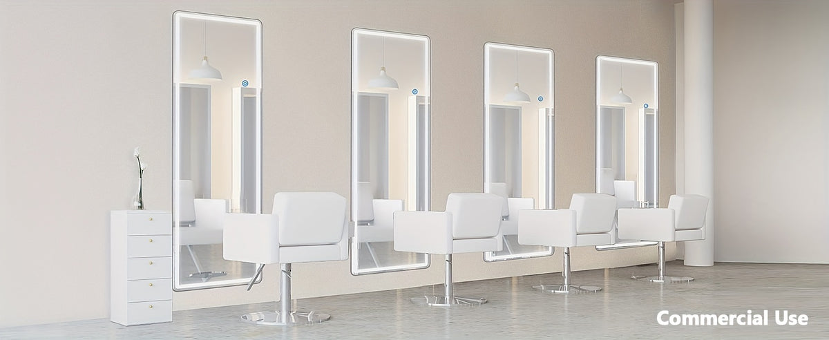 Full Length Standing Mirror with LED Style Options, Slim Aluminum Alloy Frame in Arched or Rectangular Designs for Bedroom Dressing and Home Decor