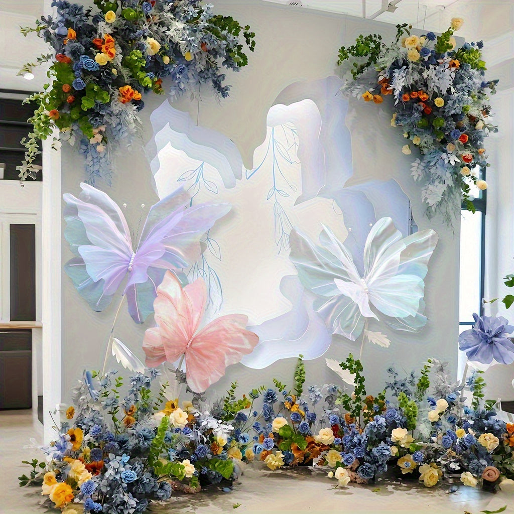 3pcs 50cm/ 19.69in Large Butterfly Artificial  Party Decoration 3D Butterfly Wall Decoration Baby Party Wedding Decoration Birthday Party Home Supplies Decoration