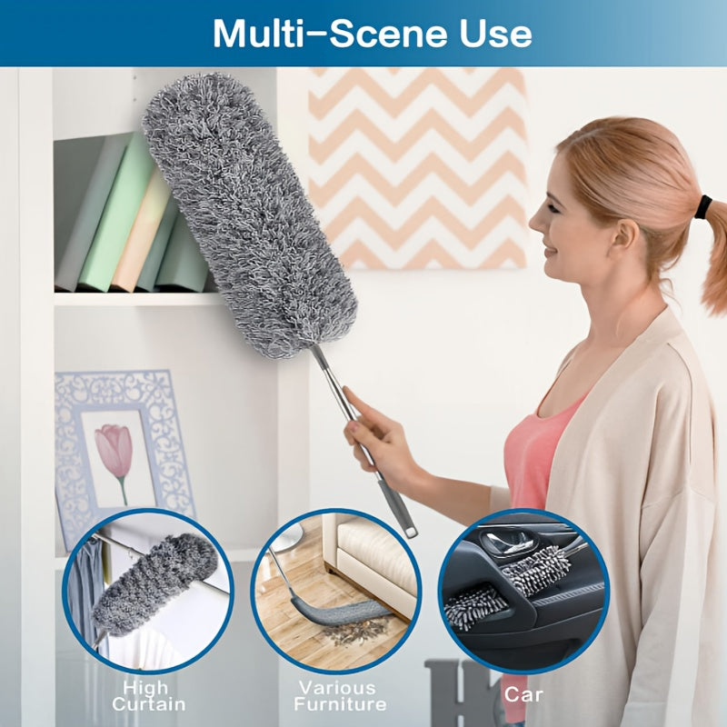 9/12pcs Microfiber Duster Kit for High Ceiling, Extendable Dusters for Cleaning with 100" Extension Pole, Washable and Retractable Long Feather Duster for Home Car Furniture Cobweb, Blinds, House Cleaning Tool Kit