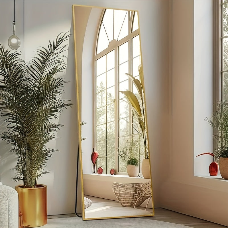 Idle Way 59x16 Arched Full-length Mirror, Vertical Or Tilted Full-length Mirror, Thin Frame, Suitable for Mother And Baby Room, Golden Or Black