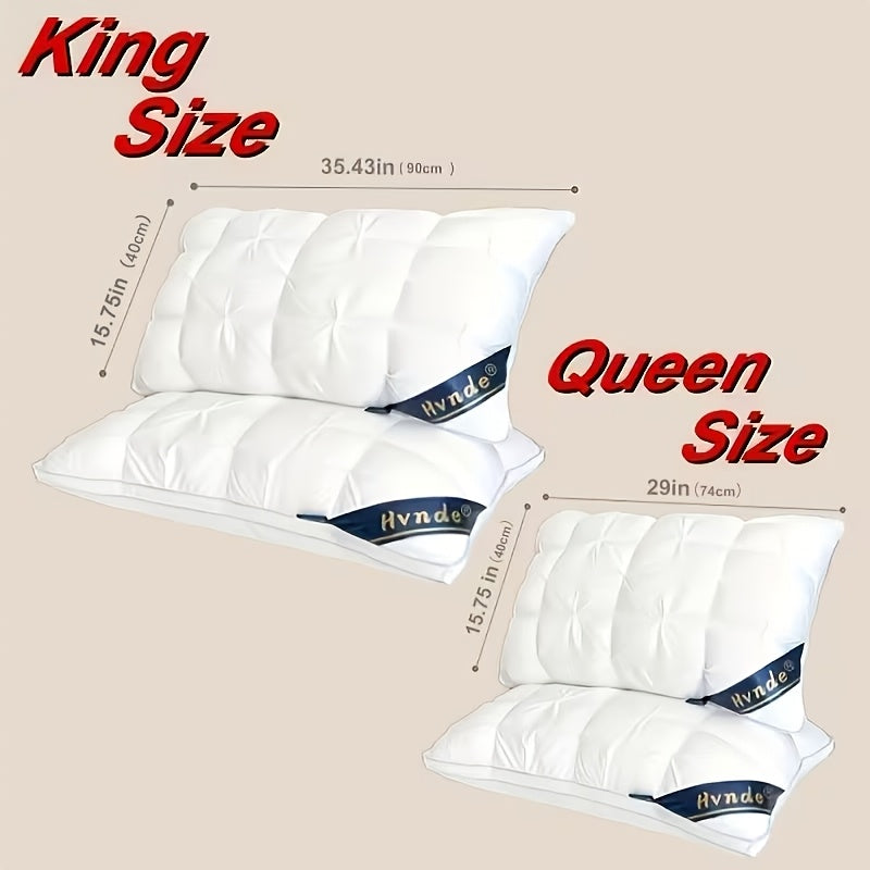 2 Luxury Hotel Quality Pillows | Deep Sleep Neck Support, All-Season, Non-Sinking High Pillow Core, Hypoallergenic Polyester, Modern Design With Soft Satin Cover, Cooling And Neck Pillow, Ideal Gift