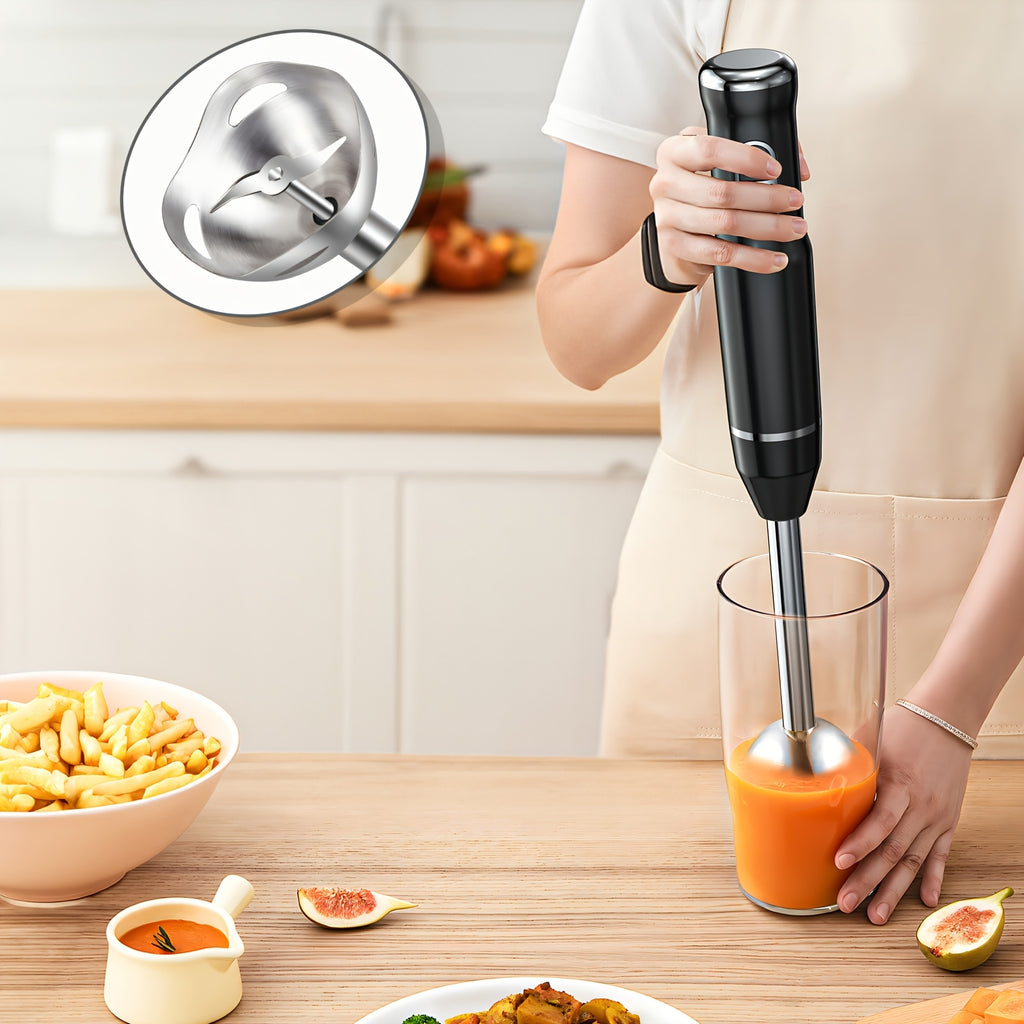 Lalayuan Electric Immersion Blender, Power Handheld Blender, 400W Portable Stick Mixer with 2 Mixing Speeds&Turbo Mode, 304 Stainless Steel Blades, Easy to Grip Speed Corded Hand Mixer, Perfect for Soup Smoothie Puree Food Fruit, with Detachable Base