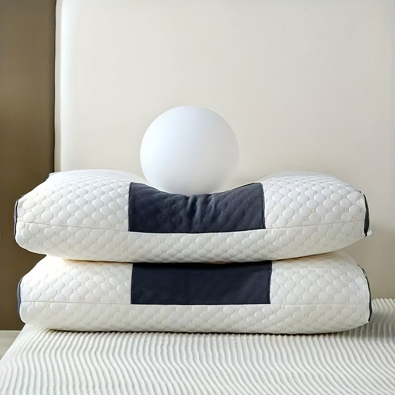 2pcs Massage Neck Pillows Adjustable Ergonomic Contour Support, High-Quality Pillow Core with Removable Zippered Cover, All-Season Sleeping Comfort, Neck And Shoulder Massager, Modern Pillow Design, Breathable Fabric