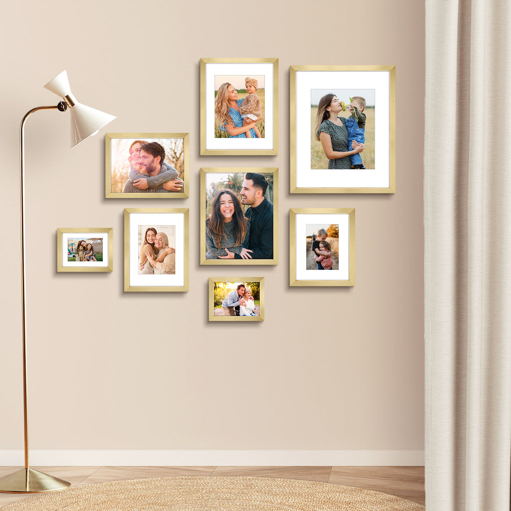 6 Packs 6x8/8x10/9x12/11x14/16x20 Picture Frames Set, Engineered Wood Gallery Wall Frame Set with Plexiglass - Wall Mounting or Tabletop Display