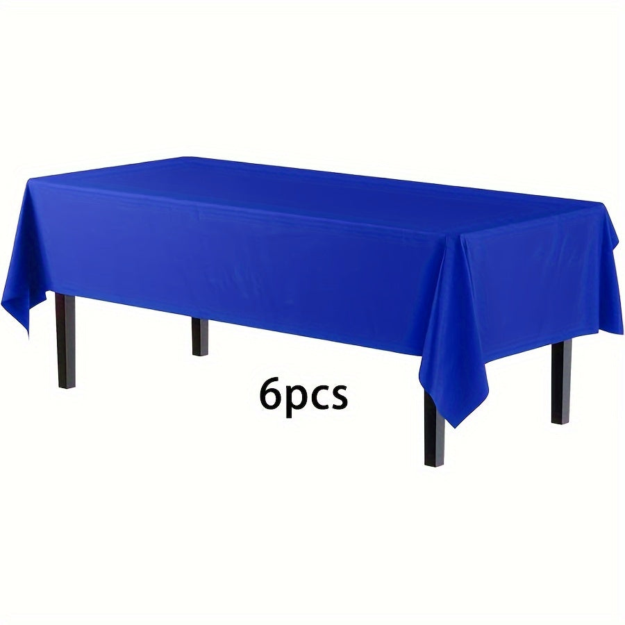 6 Pack Disposable Plastic Tablecloths 54"x72" - Vibrant Solid Colors for Indoor/ Outdoor Parties, Weddings, Birthdays, Christmas, Anniversaries & Gender Reveals - Durable Machine-Made Buffet Table Coverings, Disposable Table Cloth, Party Table