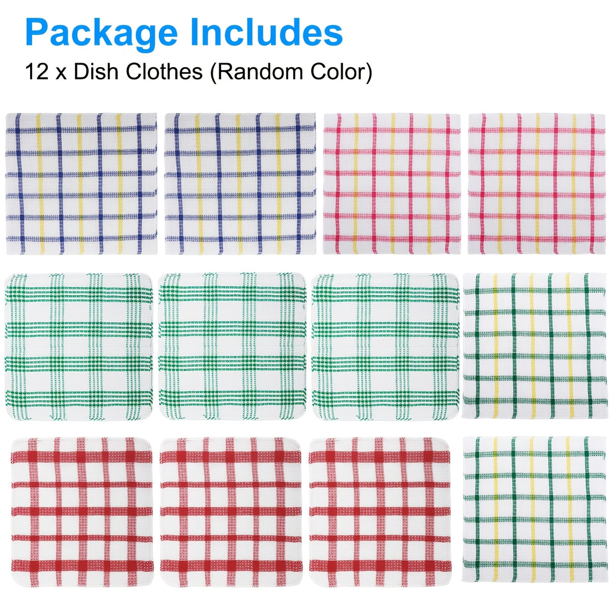 12pcs Kitchen Dishcloths - Soft Absorbent Dishcloths, Square Household Cleaning Cloth Set, Reusable And Durable Kitchen Wipes, Quick Drying Scouring Cloth, Practical Car Cleaning Cloth Set, Home Festival Wedding Decoration