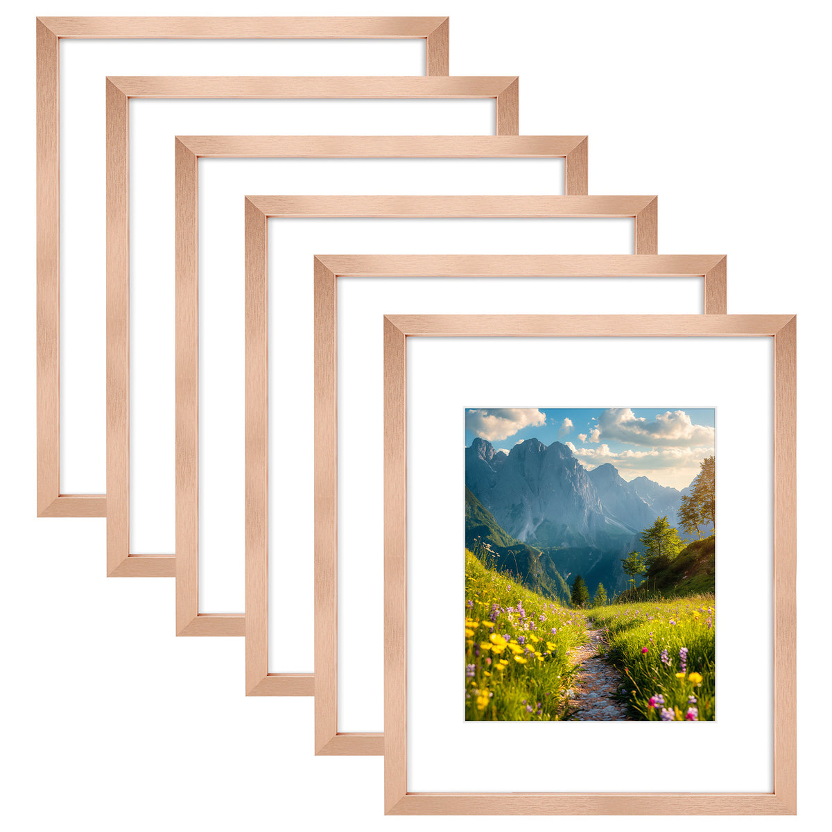 6 Packs 6x8/8x10/9x12/11x14/16x20 Picture Frames Set, Engineered Wood Gallery Wall Frame Set with Plexiglass - Wall Mounting or Tabletop Display