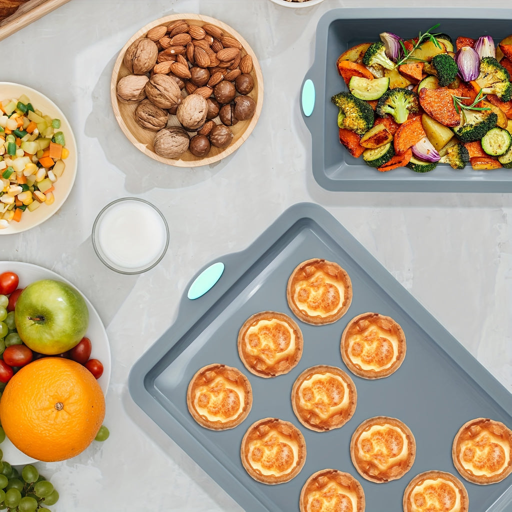 Silicone Baking Pans Set, 4 Pieces Nonstick Bakeware Set With Baking Pans, Baking Sheets, Cookie Sheets, Cake Pan With Grips And Metal Reinforced Frame More Strength