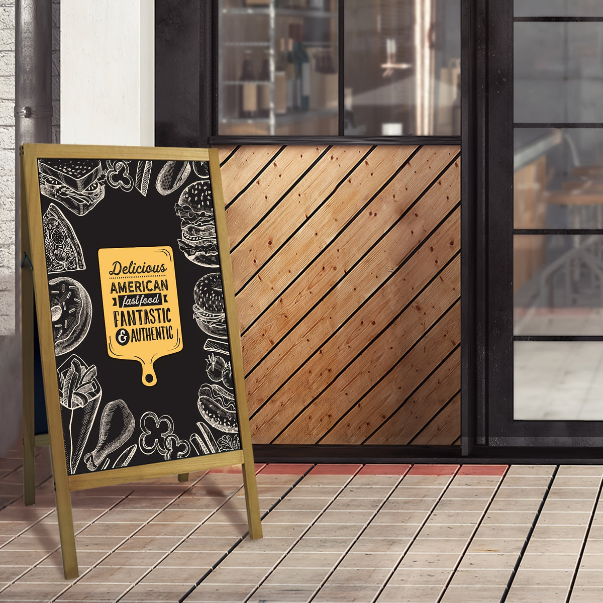 Double-sided Drawing Painting Board Magnet Wooden Standing Writing Blackboard A-Frame Chalkboard Restaurant Menu Display Sign for Coffee Shop Use Christmas Gift, 39 X20in Furniture for Home Free Shipping