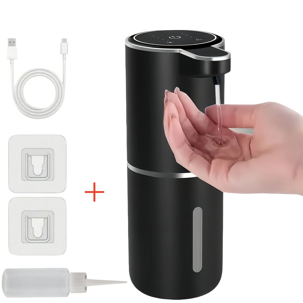 Smart Sensor Soap Dispenser | Automatic No-Touch Liquid Release, 13.53oz Capacity, Four-Level Adjustable Flow Rate, Electric Power Display, Freely Replaceable Fluid, USB Quick Charging, Wall Mount, Nickel
