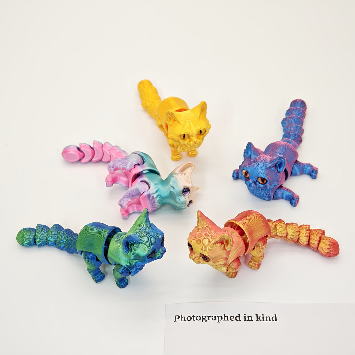 6pcs Random Color 3D Printed Cat Figurines, Cool And Realistic Decorations, with Freely Controllable Joints, Capable of Changing Into Various Poses, Suitable for Home, Desktop Display Ornaments, Adding Ambiance! Best for Christmas Teen Gift