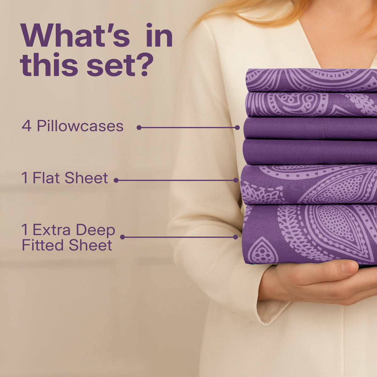 Paisley Microfiber Sheet Set, Soft 100% Polyester Bedding with 16-Inch Deep Pocket Fitted Sheet, Flat Sheet and Pillowcases in Six Bed Sizes