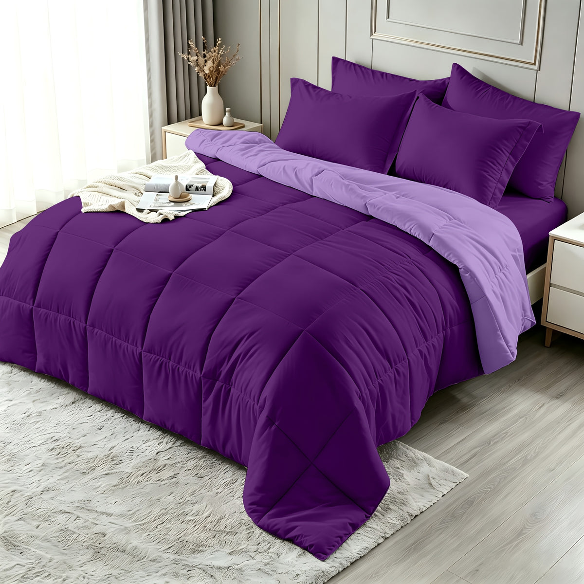 2/3pcs Bed Sheet Sets Queen Size, Double-Sided Tech Fabric, All-Season Comforter-Soft Breathable Quilt for Hot Sleepers & Night Sweats-Bedroom & Camping Use-for Couples & Solo User, 1 Comforter, 1/2 PillowCases, Bedding, Random Color