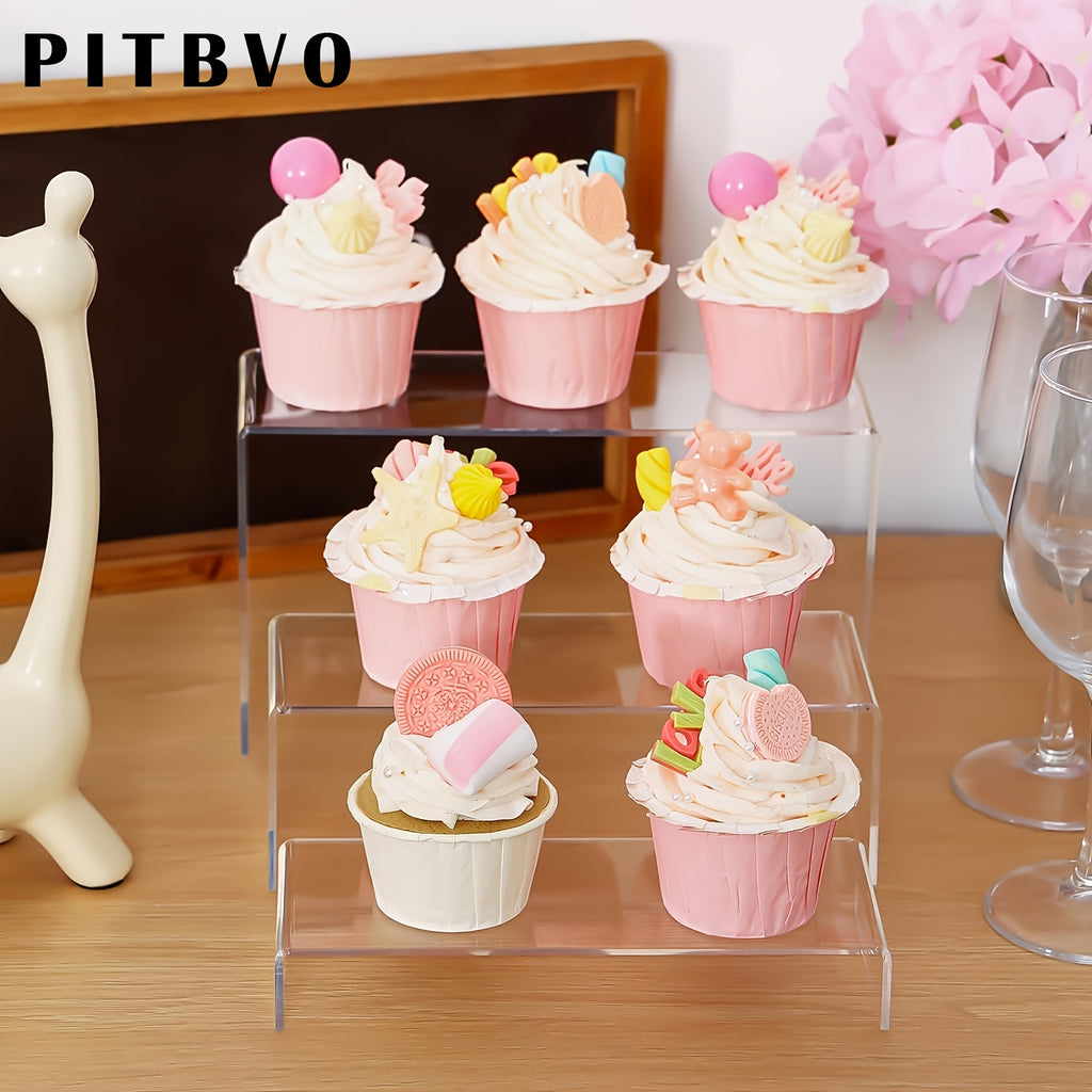 10/20pcs of PITBVO Acrylic Display Risers in Various Sizes, Transparent Acrylic Stands for Showcasing Funko Pop Figures, Cupcakes, Jewelry, Perfumes, And More (Large Size)