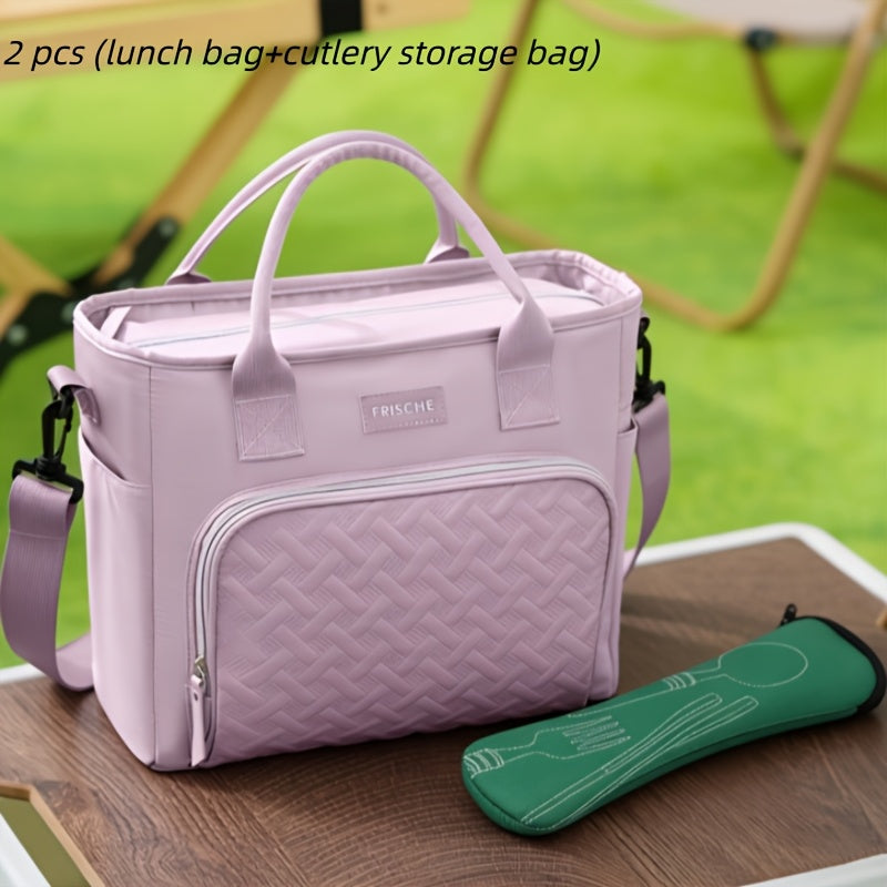 2.91 Gallon Insulated Lunch Bag with Adjustable Shoulder Strap and Carry Handles, Large Thermal Food Tote for Work, Beach Trips and Outdoor Picnics