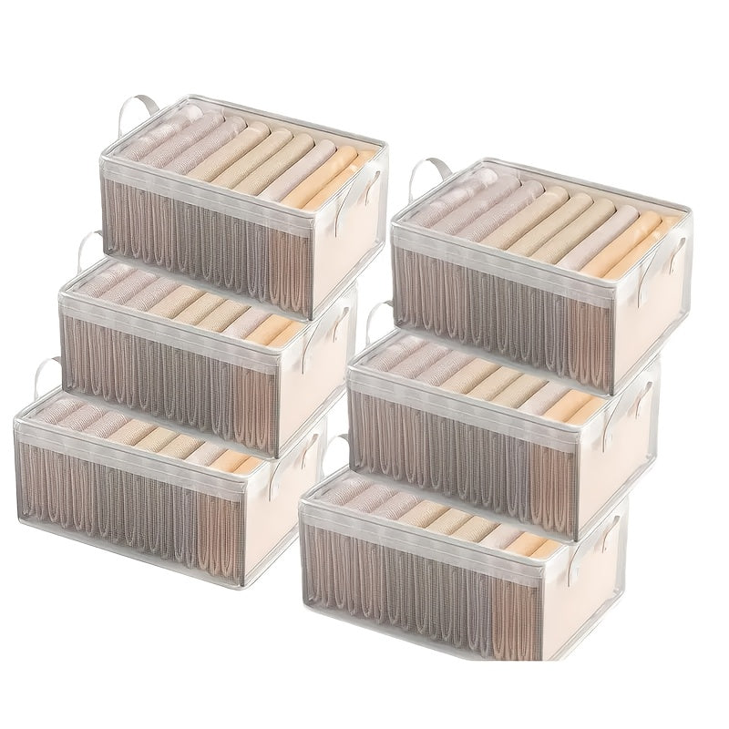 6pcs Storage Box, Stackable Steel Frame Wardrobe Storage Box, Transparent Foldable PVC Storage Box - Suitable for Clothes, Blankets, and Cosmetics - Waterproof and Washable Storage and Organization, Under Bed Storage, Storage Box, Under-Bed Storage
