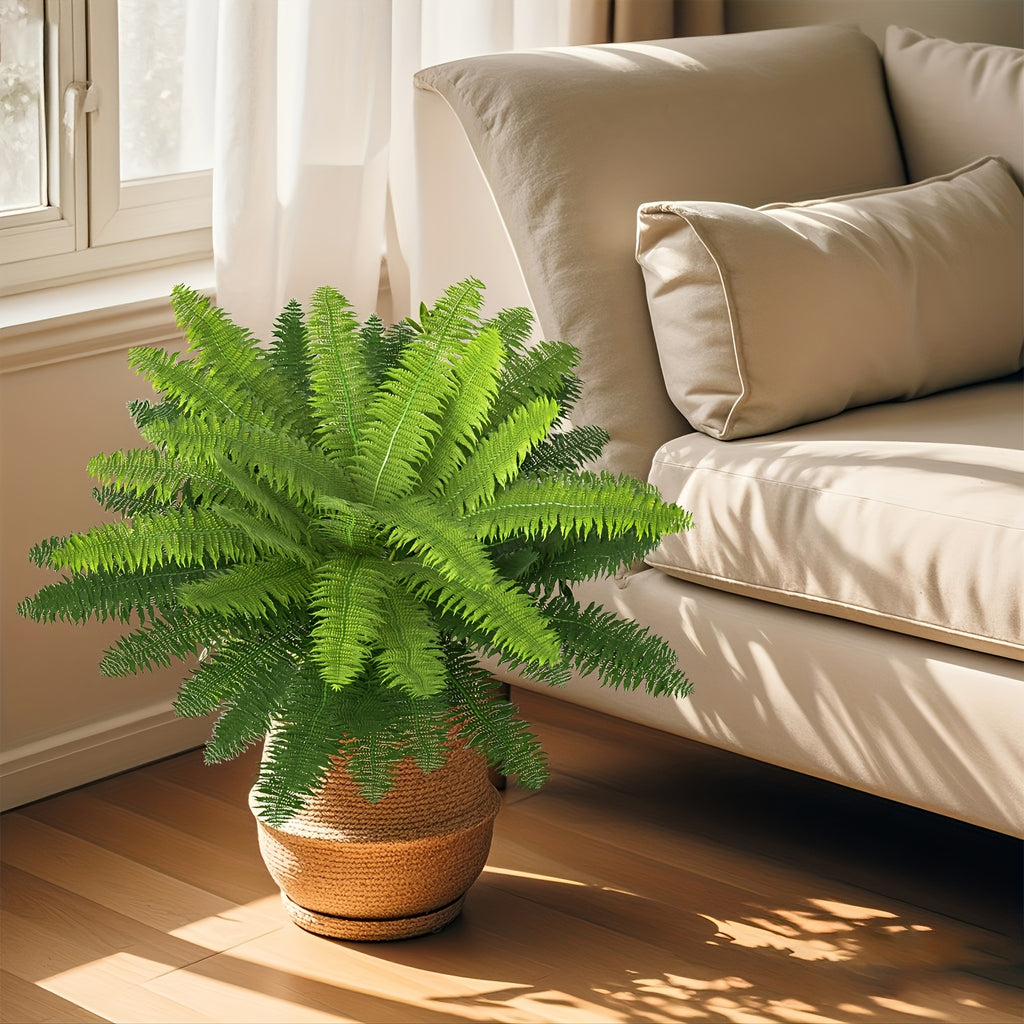 4 Large Boston Fern Greenery, 34-Inch Artificial Plant, Suitable for Outdoor Use, Home Office, Garden Porch Barn Decoration, Wedding Anniversary Festivals (Easter, Mother'S Day, Earth Day), Spring And Summer Display, Indoor And Outdoor Hanging