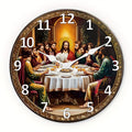 Last Supper Wall Clock, 9.84 Inch Religious Decorative Timepiece with Silent Non-Ticking Design for Christian Home, Dining Room and Office Decor