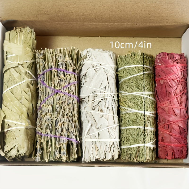 5 Different Cleaning Sets, Including White Sage, Cedarwood, Dragon's Blood Sage, Eucalyptus Leaves And Lavender Incense Sticks, Gift Sets, Home Decoration, Party Decoration for Cleaning The House And Meditation, to Meet Different Needs