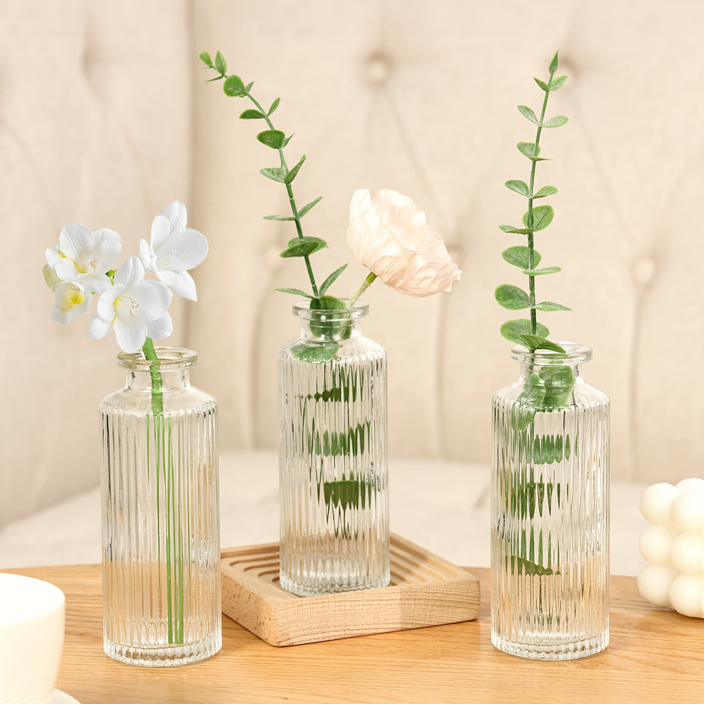12/24/36pcs Bud Vase, Modern Striped Style, Wedding Centerpieces for Tables, Mini Clear Bud Vases for Flowers, Small Flower Vases Suitable for Birthday Party, Anniversary, Wedding, Home Table Deco, Multiple Sizes, for Mother's Day
