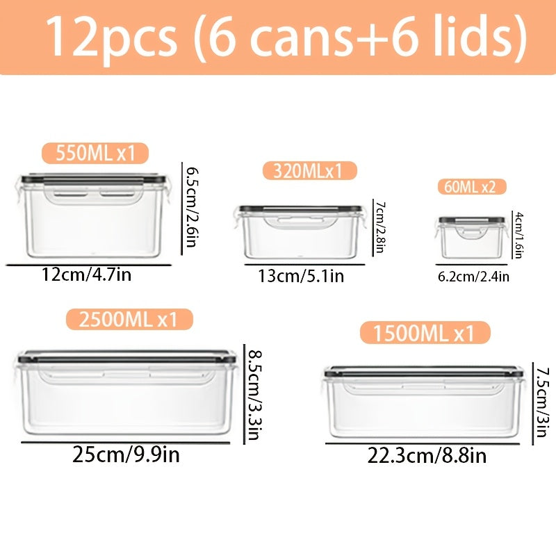 48/24pcs Food Storage Container Set, Fresh-Keeping Boxes, Easy-to-Secure Lids -  Airtight Plastic Containers, Suitable For Pantry, Travel, Outdoor Picnics, Kitchen Organization, Comes With Labels And Marker, (24/12Lids + 24/12Containers)