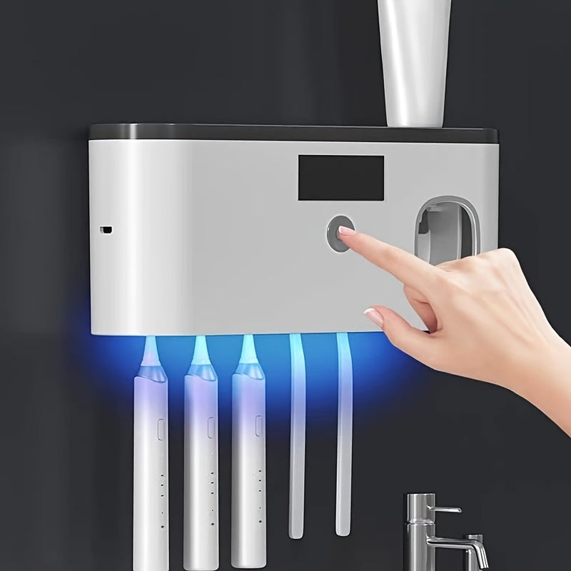 Wall-Mounted Toothbrush Holder, No-Drill Bathroom Toothpaste And Toothbrush Storage Rack - 4-Slot Design Modern Bathroom Organization And Home Decor