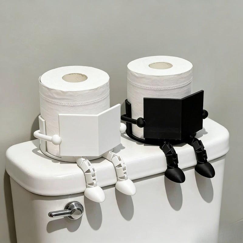 Playful Book-Loving Toilet Paper Holder, Available in Black And White, a Fun Bathroom Decoration Ideal for Holiday Gifting