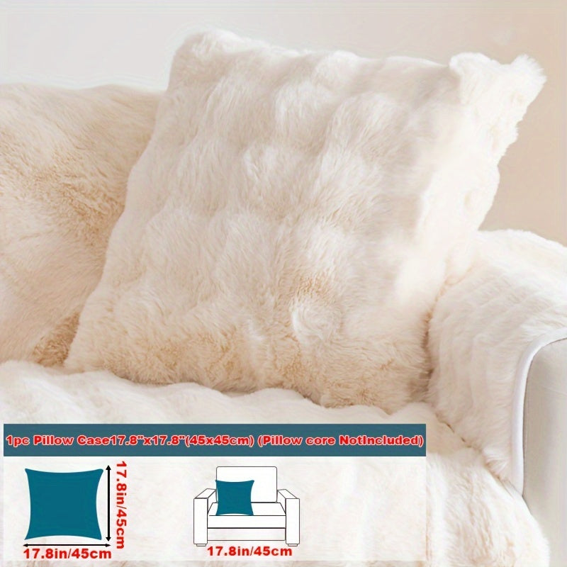1pc Faux Rabbit Plush Sofa Cover, Winter Warm Thickened Plush Soft Sofa Cover, Pet Favorite, Dog Friendly Sofa Cover, Cushion Protection Cover, Anti Slip Sofa Furniture Protection Cover, Bedroom, Office, And Living Room Decoration Local Warehouse