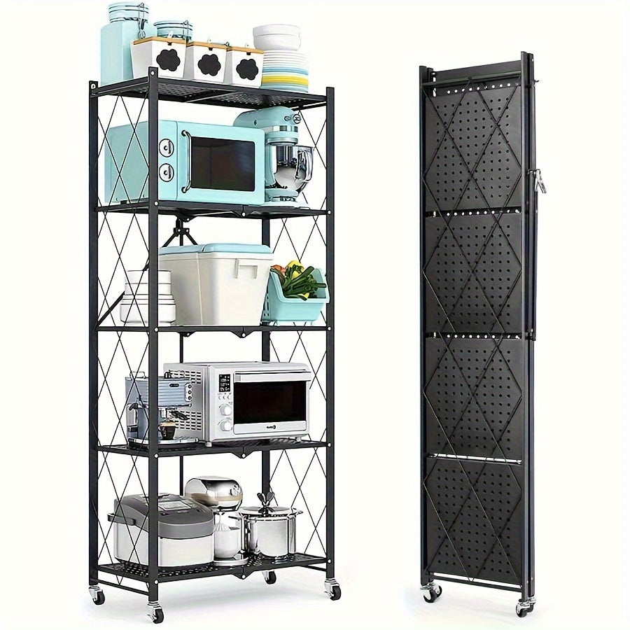 3/4/5-Tier Office Storage Rack, with Wheeled Multi-Layer Storage Shelves, Mobile Floor-Standing Multifunctional Miscellaneous Storage Rack, Foldable File Rack, Storage Supplies, Standing Shelf, Standing Shelf
